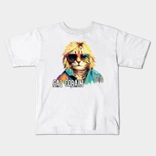 Cat Cobain for cat and grunge lovers Kids T-Shirt